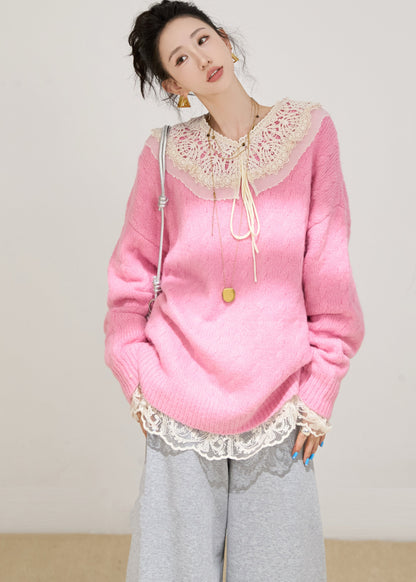 Fashion Rose Oversized Thick Knit Pullover Winter