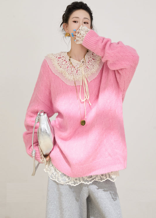 Fashion Rose Oversized Thick Knit Pullover Winter