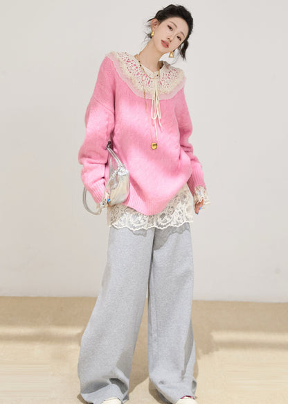 Fashion Rose Oversized Thick Knit Pullover Winter