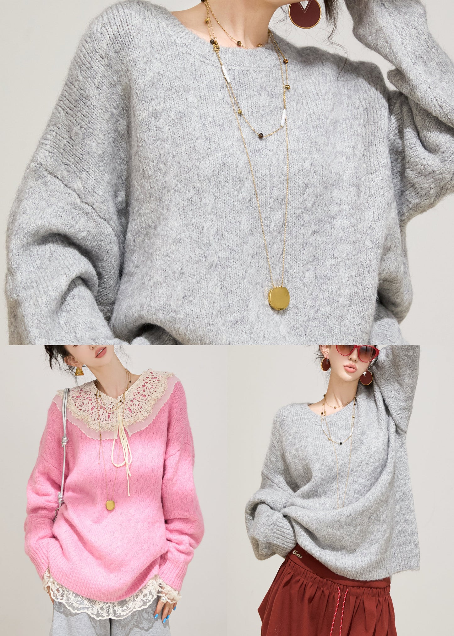 Fashion Rose Oversized Thick Knit Pullover Winter