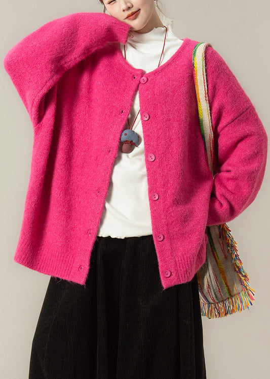 Fashion Rose Oversized Warm Knit Cardigan Winter