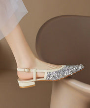 Load image into Gallery viewer, Fashion Silver Pointed Toe Hollow Out Sequins Sandals