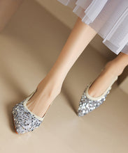 Load image into Gallery viewer, Fashion Silver Pointed Toe Hollow Out Sequins Sandals