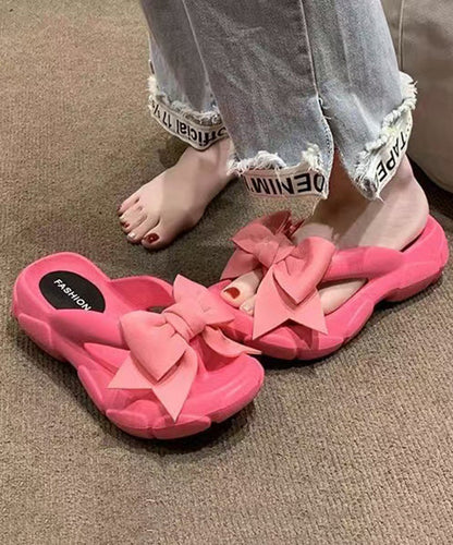 Fashion Splicing Flip Flops Sandals White Bow