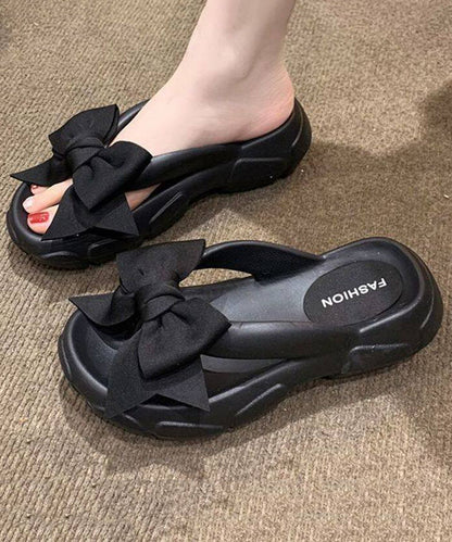 Fashion Splicing Flip Flops Sandals White Bow