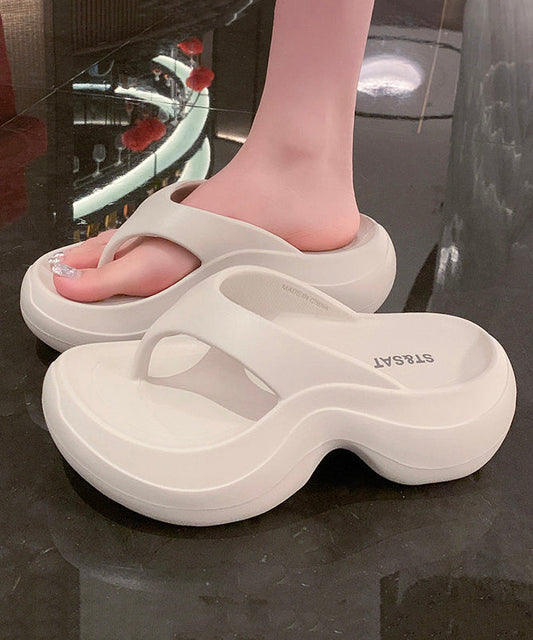 Fashion Splicing Platform Flip Flops White