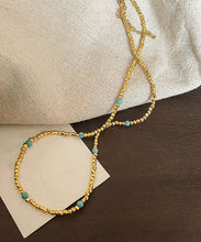 Load image into Gallery viewer, Fashion Sterling Silver Overgild Turquoise Pearl Two Piece Set Pendant Necklace