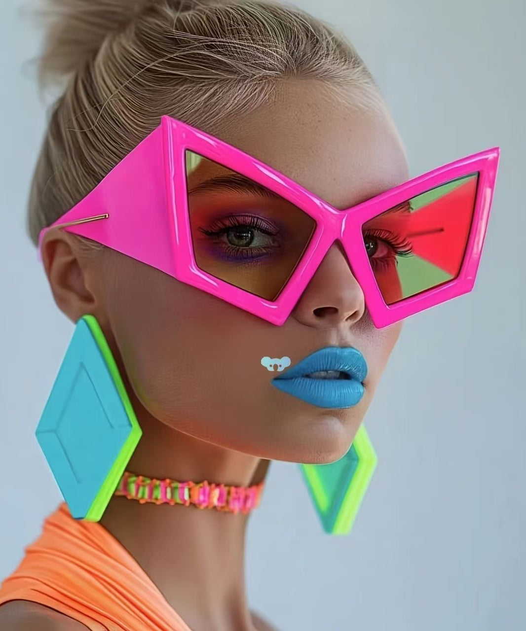 Fashion Street Photography Rose Irregular Large Frame Sunglasses