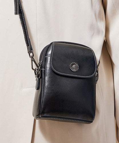 Fashion Versatile Coffee Calf Leather Phone Pouch