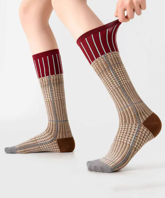 Fashion Versatile Gradient Striped Cotton Mid Calf Socks