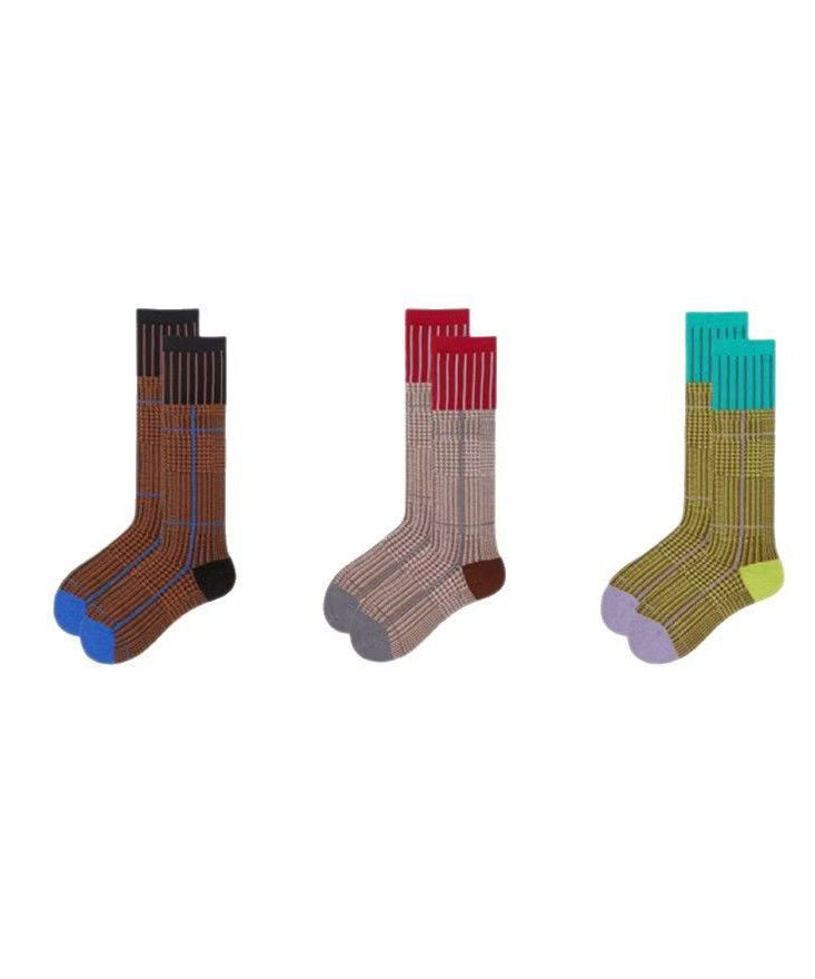 Fashion Versatile Gradient Striped Cotton Mid Calf Socks