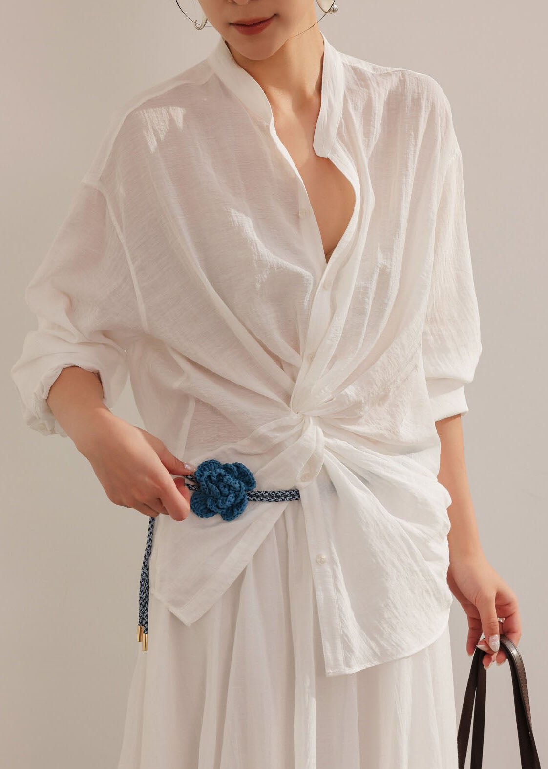 Fashion White Asymmetrical Design Cotton Shirt Summer