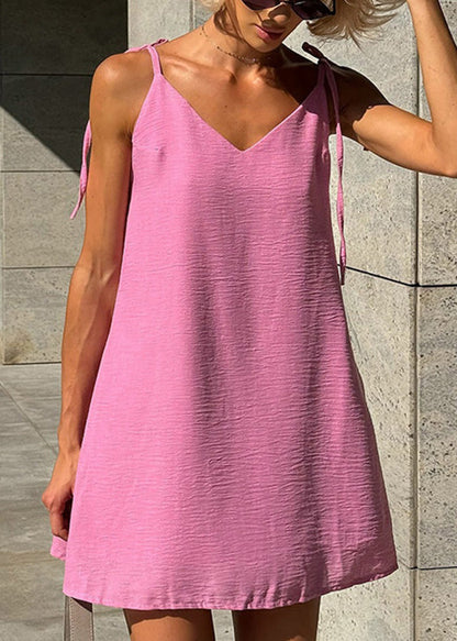 Fashion White Backless Lace Up Cotton Mini Dresses Summer