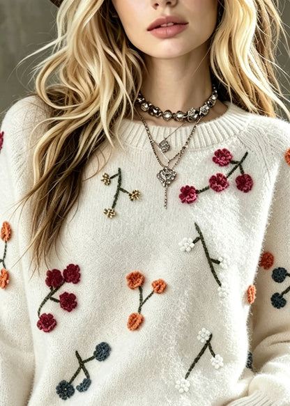 Fashion White Oversized Warm Knit Sweater Tops Winter