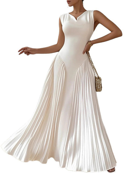 Fashion White Wrinkled High Waist Cotton Party Dress Summer