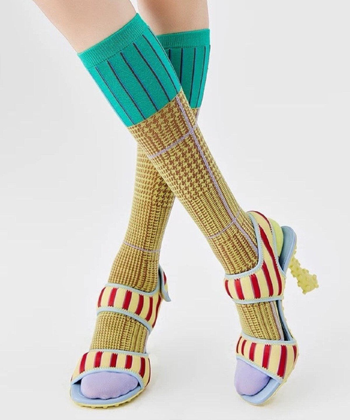 Fashion Women's Colorblock Over The Calf Socks