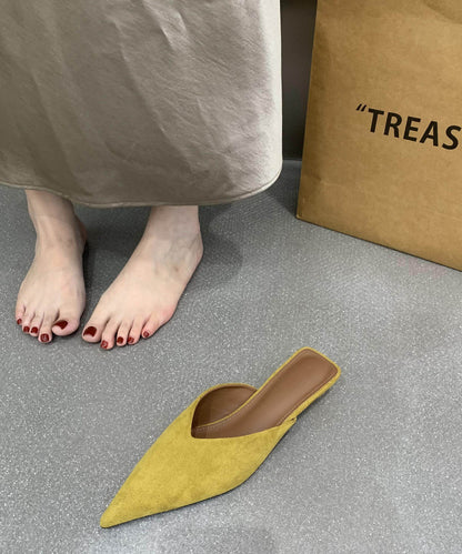 Fashion Yellow Pointed Toe Flip Flops