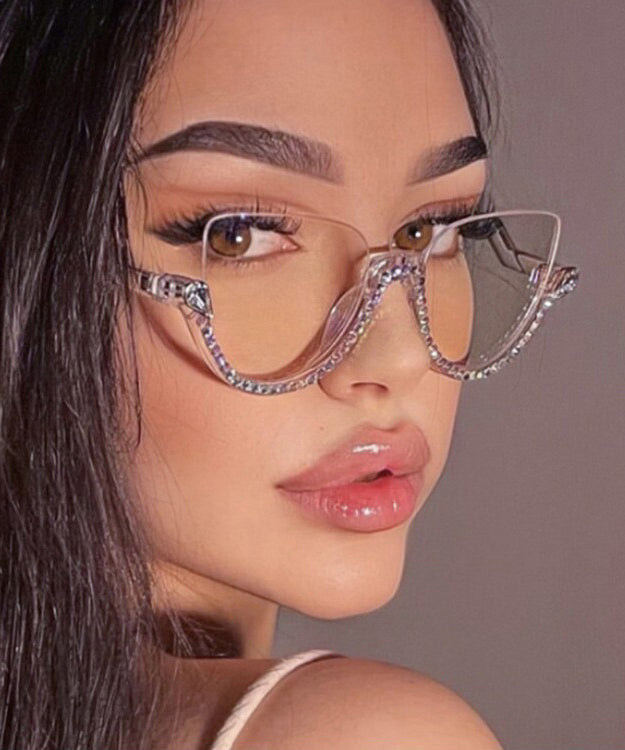 Fashion Zircon Half Rim Reading Glasses