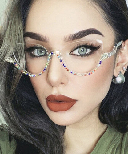 Fashion Zircon Half Rim Reading Glasses