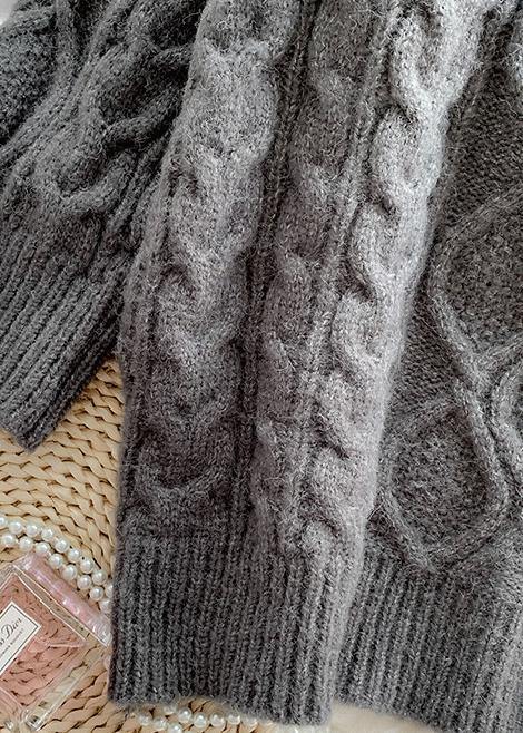 Fashion o neck baggy Sweater dress outfit Moda dark gray Mujer knit dresses - SooLinen