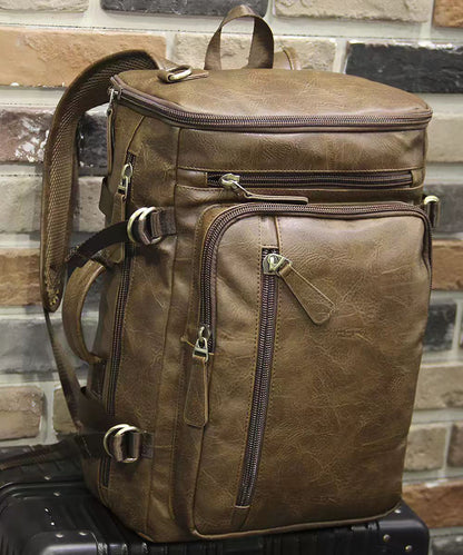 Fashion Brown Faux Leather Large Capacity Backpack Bag
