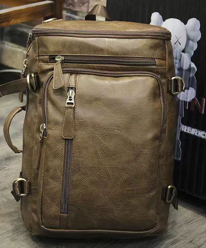 Fashion Brown Faux Leather Large Capacity Backpack Bag