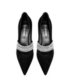 Fashionable Black Zircon Pointed Irregular Heel Sandals