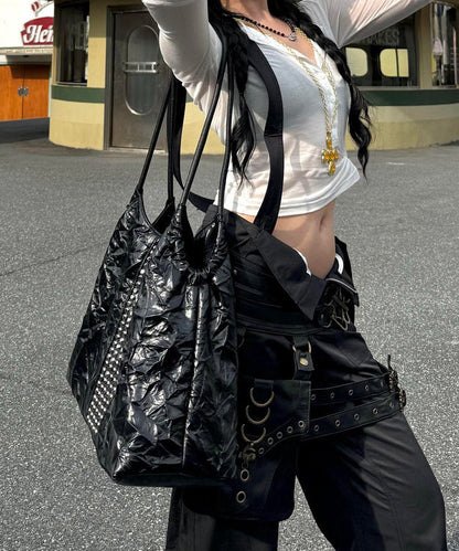 Fashionable Irregular Pleated Large Capacity Shoulder Bag