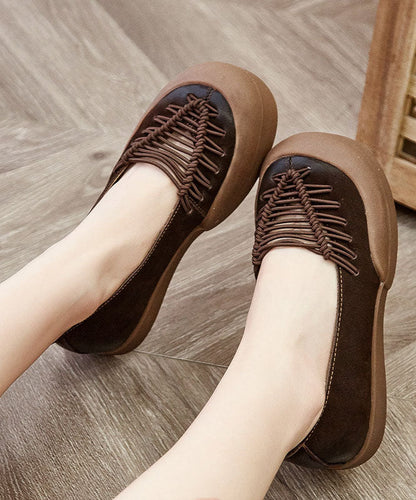 Faux Leather Flat Feet Shoes Hollow Out Flat Shoes For Women