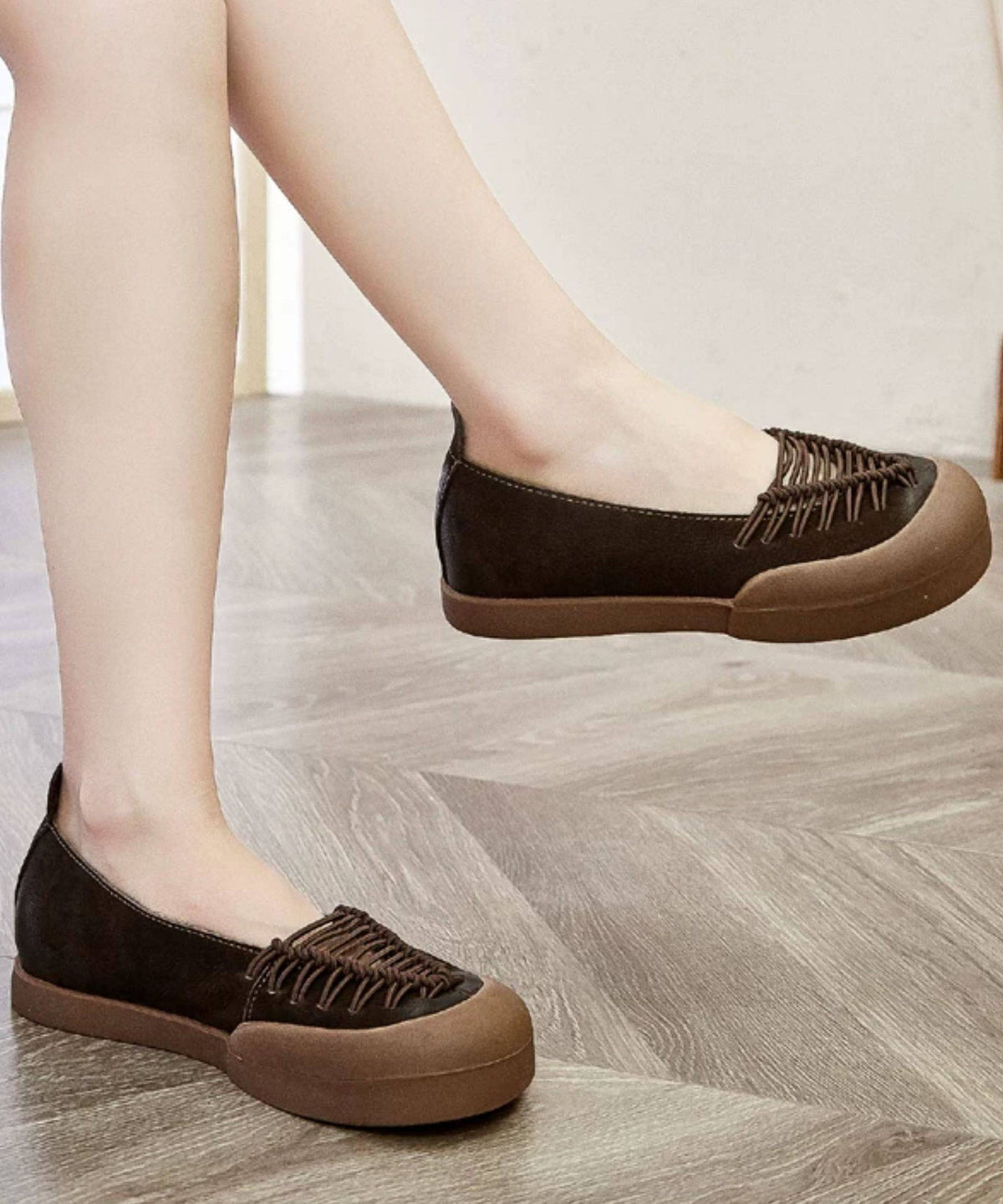 Faux Leather Flat Feet Shoes Hollow Out Flat Shoes For Women