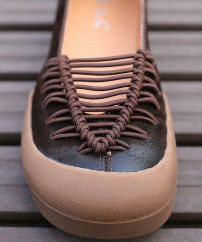 Faux Leather Flat Feet Shoes Hollow Out Flat Shoes For Women
