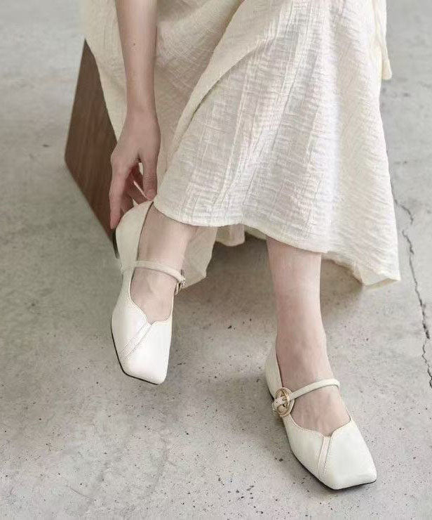 Faux Leather Flat Shoes For Women Buckle Strap Flat Feet Shoes