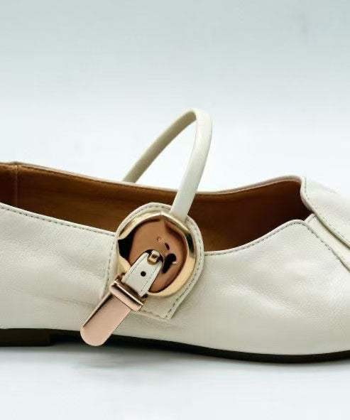 Faux Leather Flat Shoes For Women Buckle Strap Flat Feet Shoes