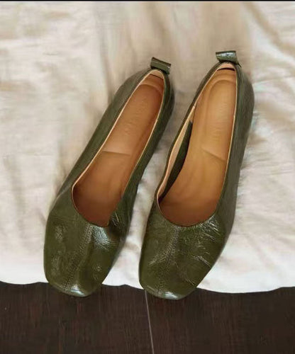 Faux Leather Flat Shoes For Women Green Flat Shoes For Women