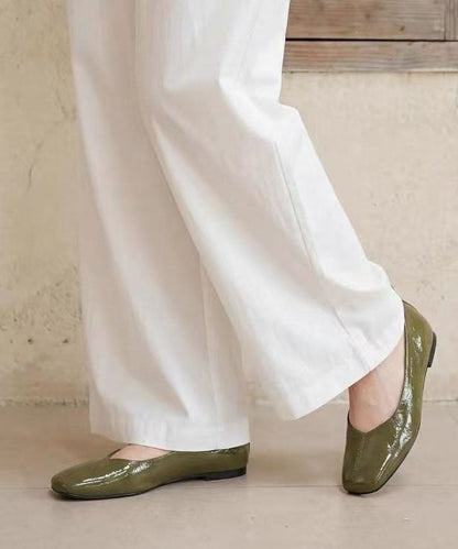 Faux Leather Flat Shoes For Women Green Flat Shoes For Women
