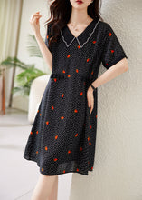 Load image into Gallery viewer, Fine Black Peter Pan Collar Dot Print Chiffon Maxi Dresses Short Sleeve