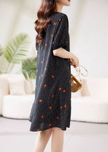 Load image into Gallery viewer, Fine Black Peter Pan Collar Dot Print Chiffon Maxi Dresses Short Sleeve