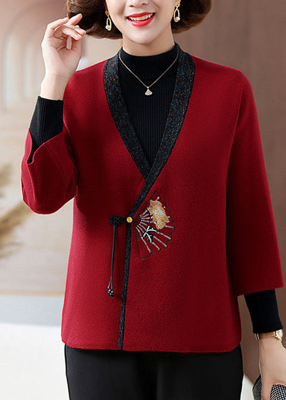 Fine Blue V Neck Print Knit Cardigans Spring