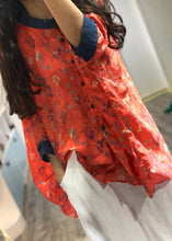 Load image into Gallery viewer, Fine Brick Red Oversized Print Linen Shirt Spring