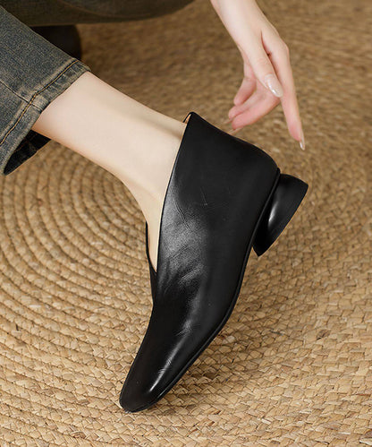 Fine Brown Ankle Boots Cowhide Leather Square Toe