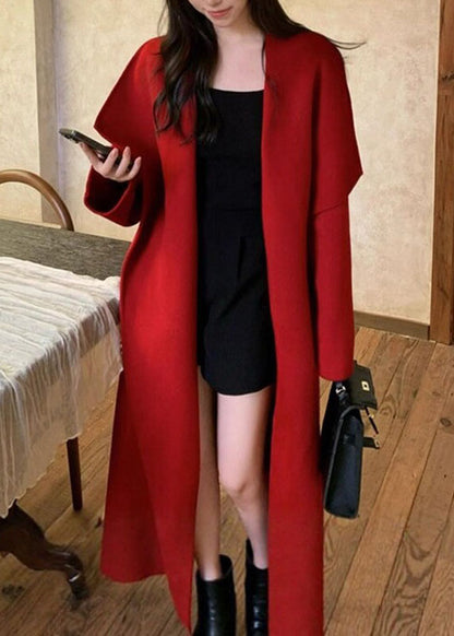 Fine Camel Peter Pan Collar Solid Maxi Woolen Coats Fall