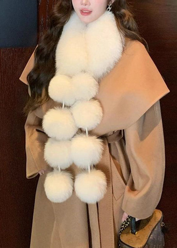 Fine Camel Peter Pan Collar Solid Maxi Woolen Coats Fall
