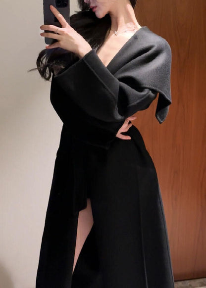 Fine Camel Peter Pan Collar Solid Maxi Woolen Coats Fall
