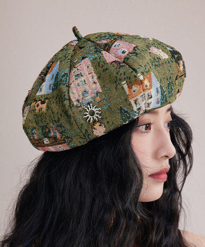 Fine Colorblock Jacquard Patchwork Beret Hat