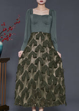 Load image into Gallery viewer, Fine Dull Green Patchwork Cotton Bustier Top Dresses Spring