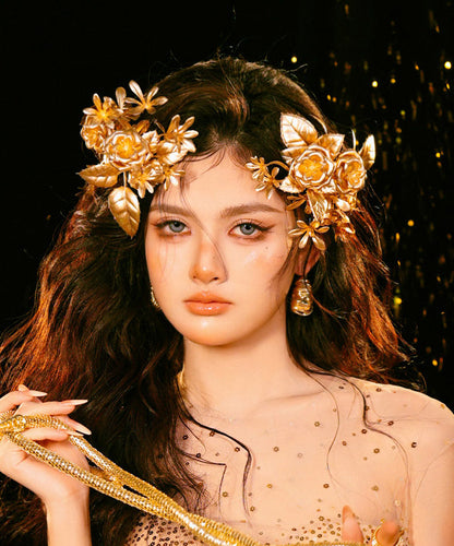 Fine Gold Alloy Floral A Pair Hairpin