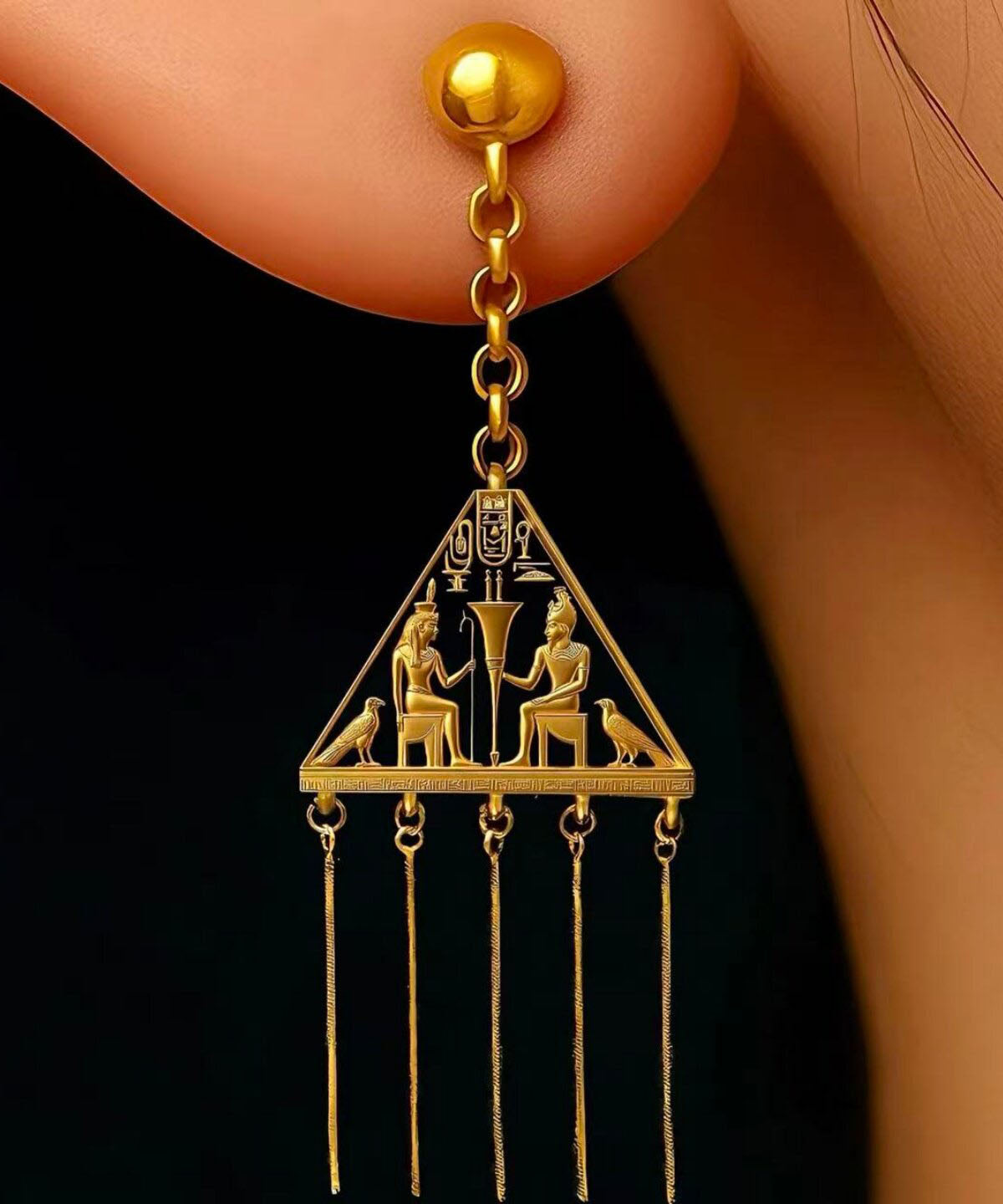 Fine Gold Alloy Tassel Drop Earrings