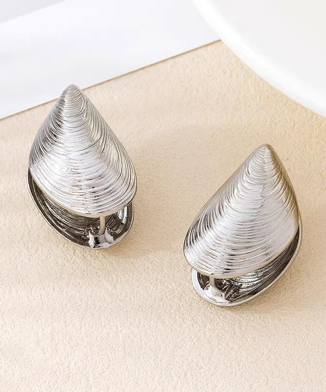 Fine Gold Copper Overgild Shell Thread Stud Earrings