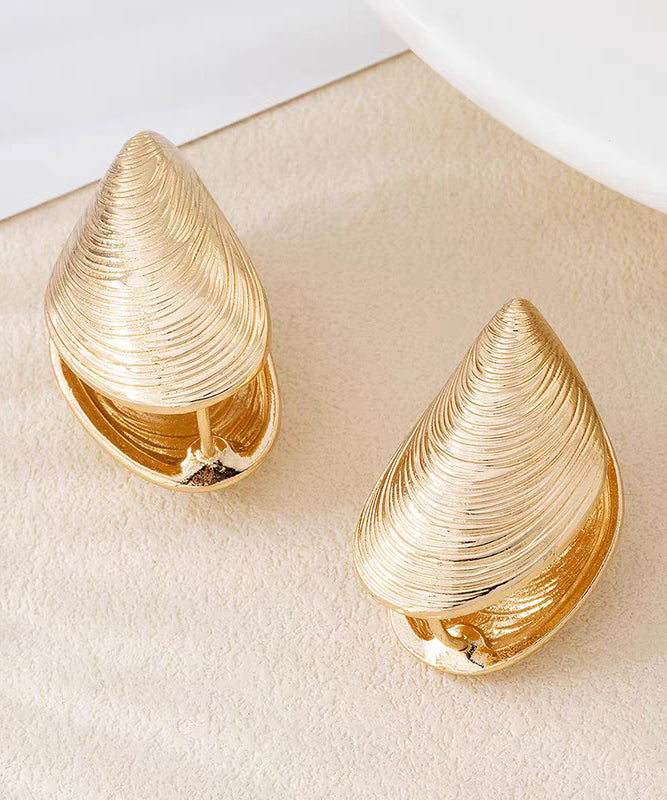 Fine Gold Copper Overgild Shell Thread Stud Earrings