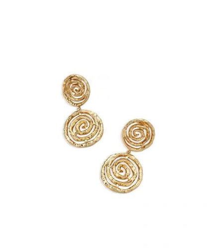 Fine Gold Copper Overgild Spiral Hollow Out Drop Earrings